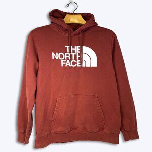 The North Face Half Dome Hoodie Mens Large Brick Red White Logo Fleece Pullover